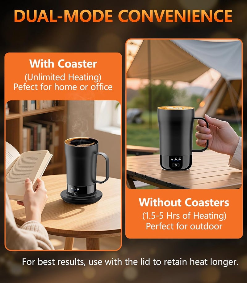 PUSEE Self-Heating Coffee Mug, 14oz Heated Coffee Mug Rechargeable - Temperature Control Cup Keep Drinks Hot, Smart Cup Great Gift for Women & Slow Sippers - Image 4